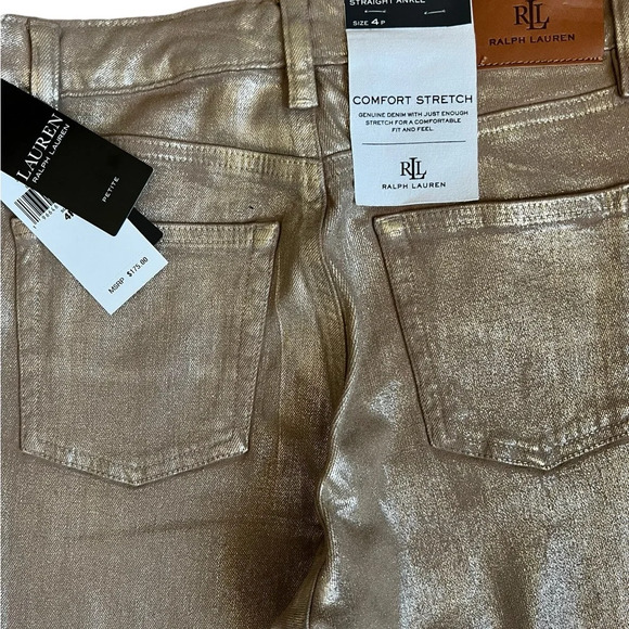 Ralph Lauren Metallic High-Rise Stretch Straight Ankle Jean - Picture 9 of 14